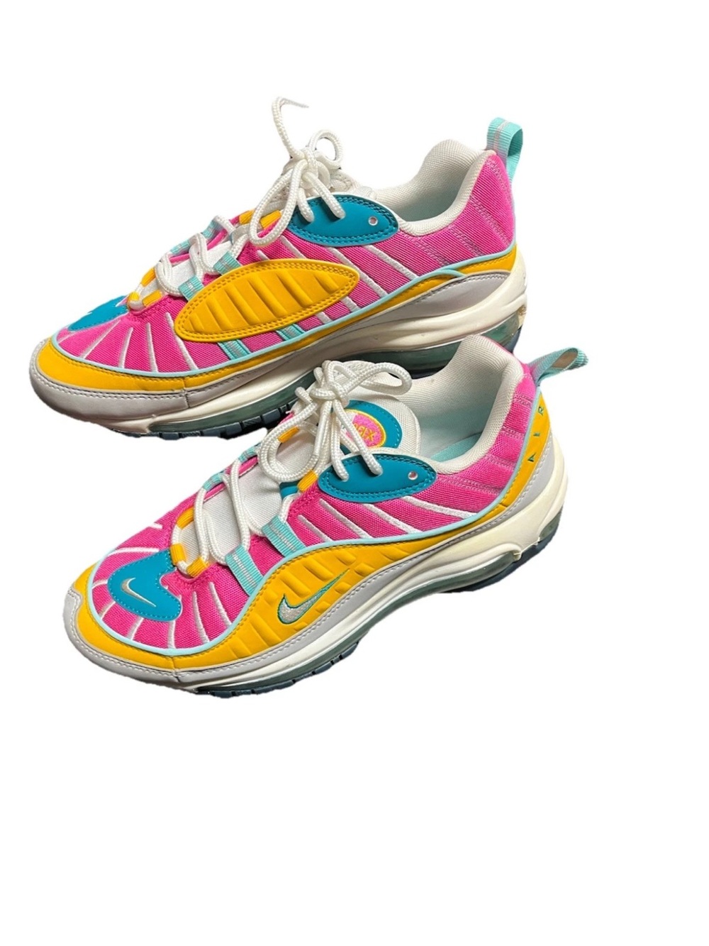 Nike Air MaX White Sneakers with Pink and Teal Accents